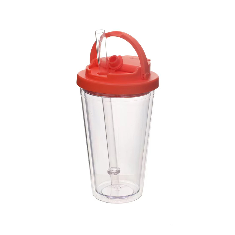 Small handle straw portable Plastic tumbler