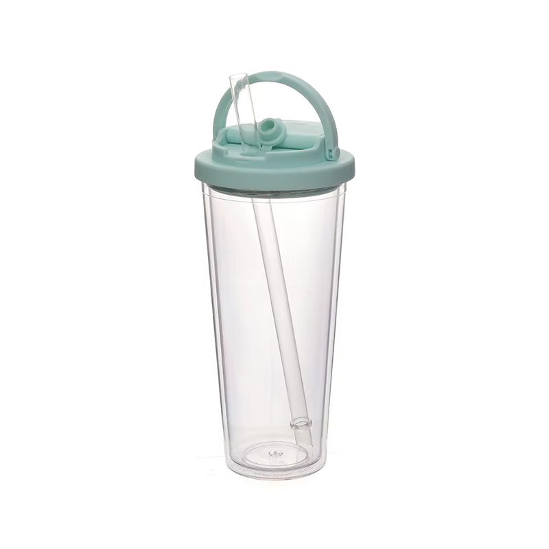 Portable handle straw Plastic tumbler