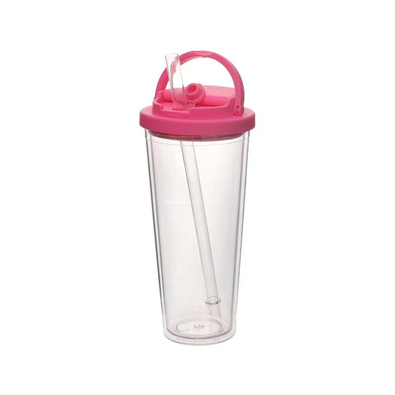 Portable handle straw Plastic tumbler