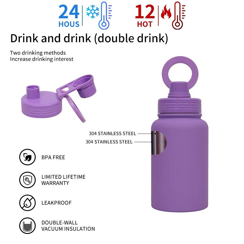 Stainless steel lid wide mouth  insylated water bottle