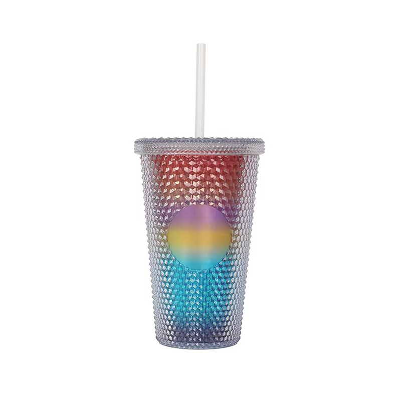 Bright colorful straws plastic tumbler