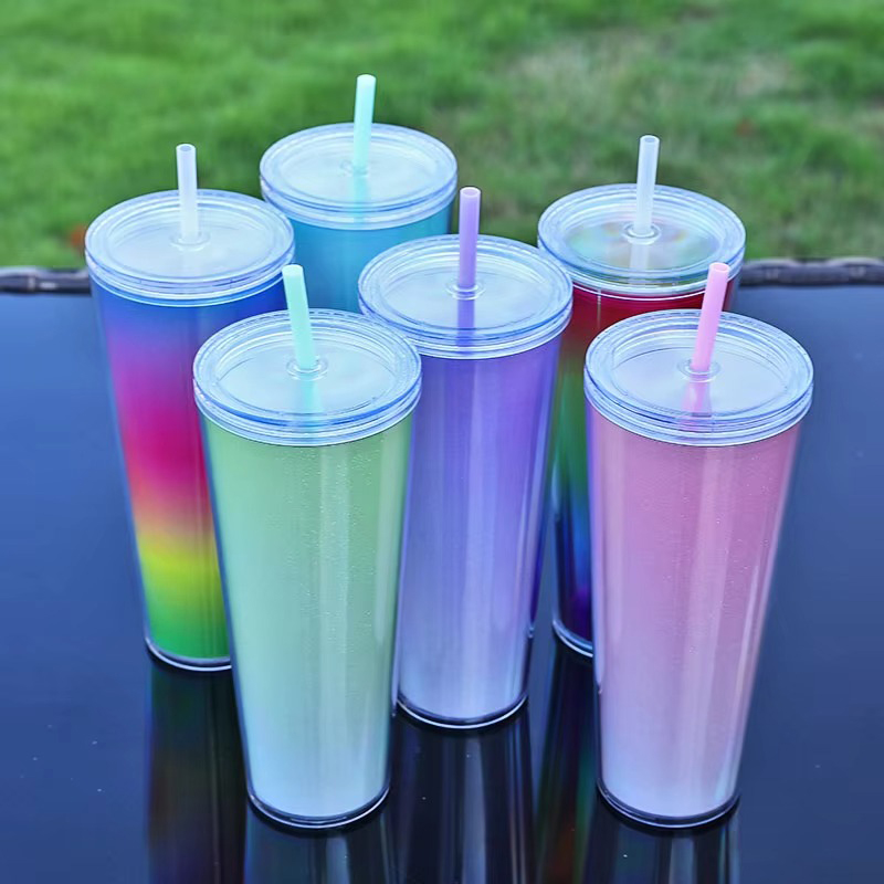 Double layer colored acrylic plastic tumbler