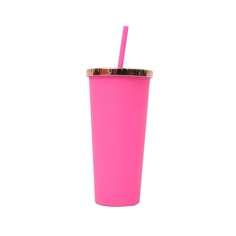 24oz snowflake insulated plastic tumbler