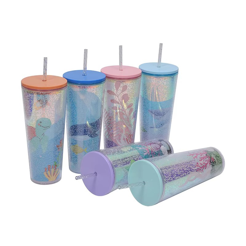 Cartoon pattern water bottle plastic tumbler