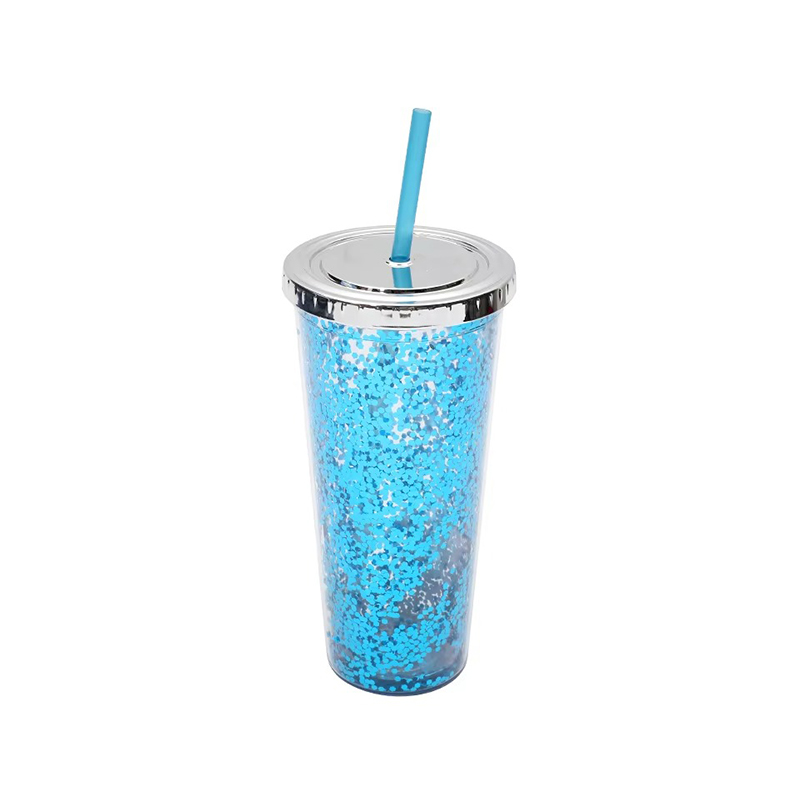 Gradient bright glitter plastic tumbler