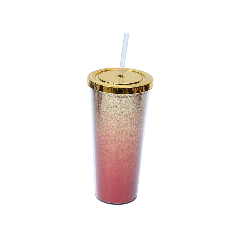 Double gradient glitter plastic tumbler