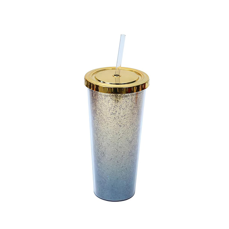 Double gradient glitter plastic tumbler