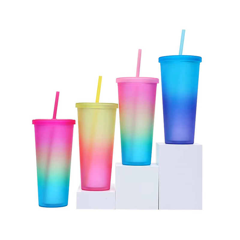 24 oz multi-gradient heat preservation plastic tumbler