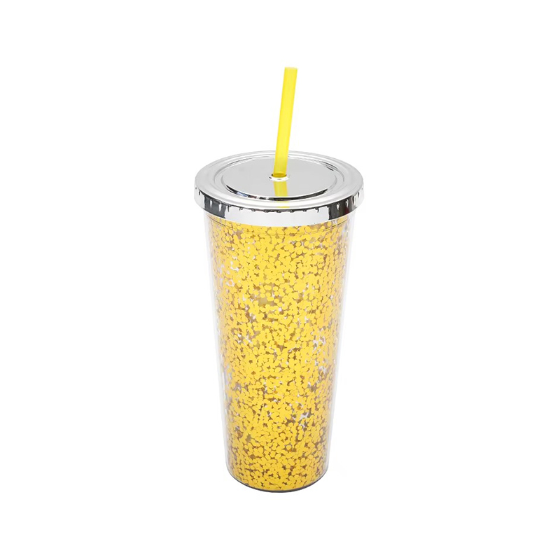 Gradient bright glitter plastic tumbler