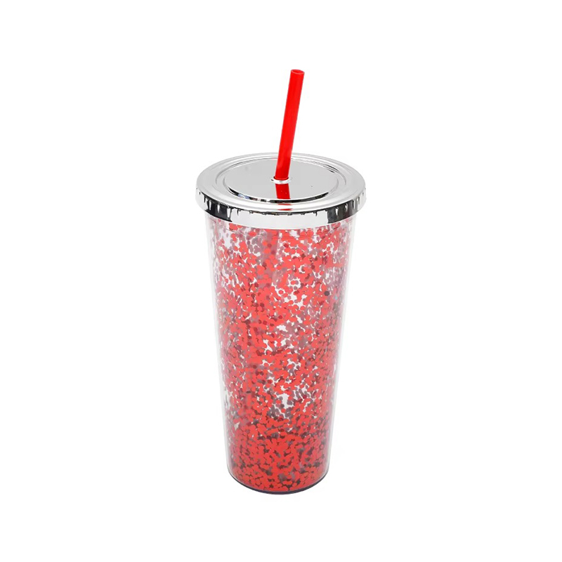 Gradient bright glitter plastic tumbler