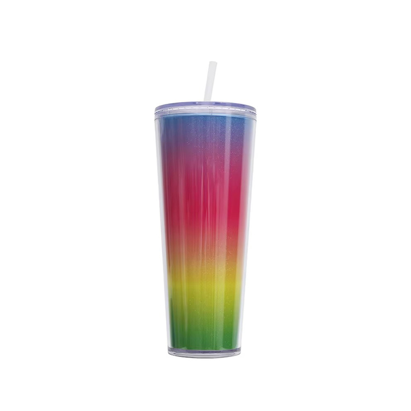 Double layer colored acrylic plastic tumbler