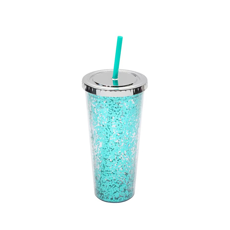 Gradient bright glitter plastic tumbler