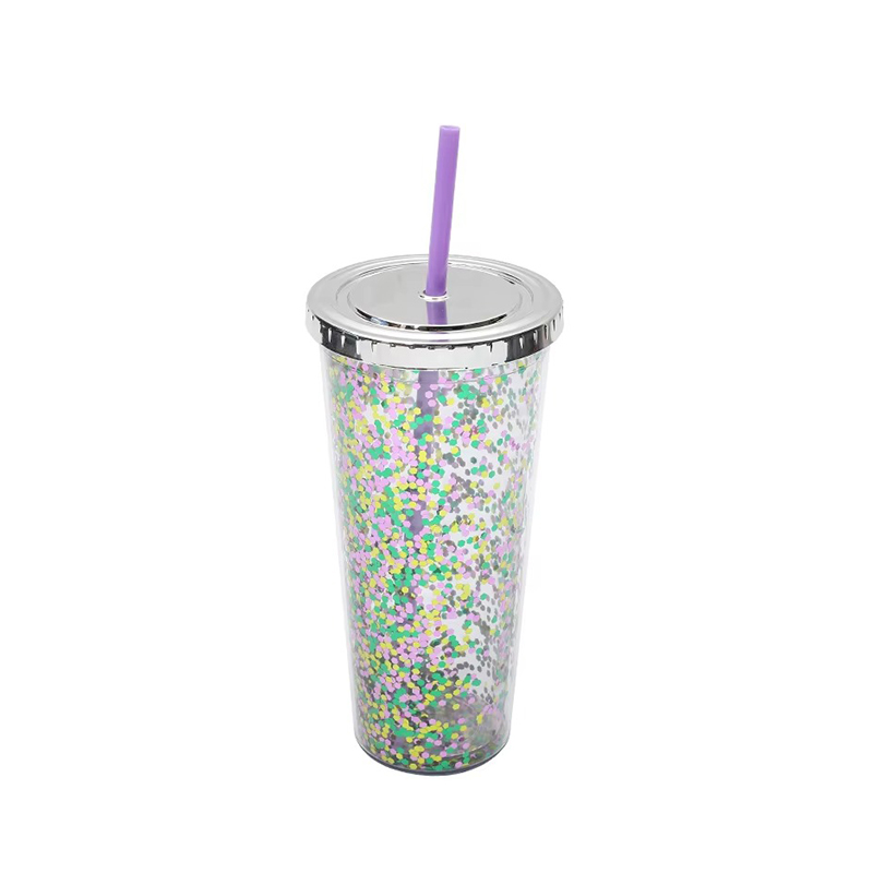 Gradient bright glitter plastic tumbler