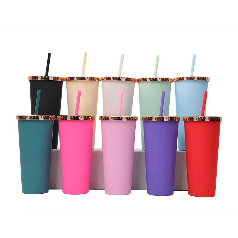 24oz snowflake insulated plastic tumbler