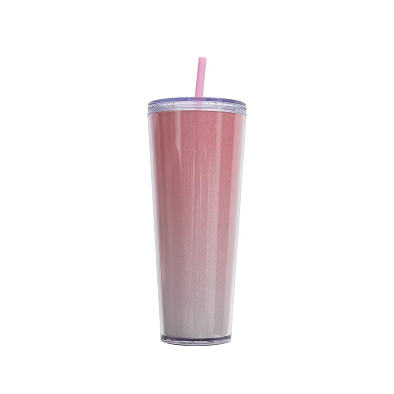 Double layer colored acrylic plastic tumbler