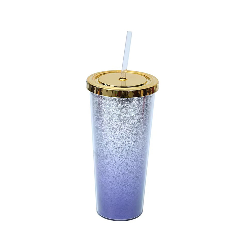 Double gradient glitter plastic tumbler