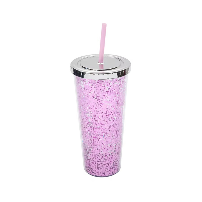 Gradient bright glitter plastic tumbler