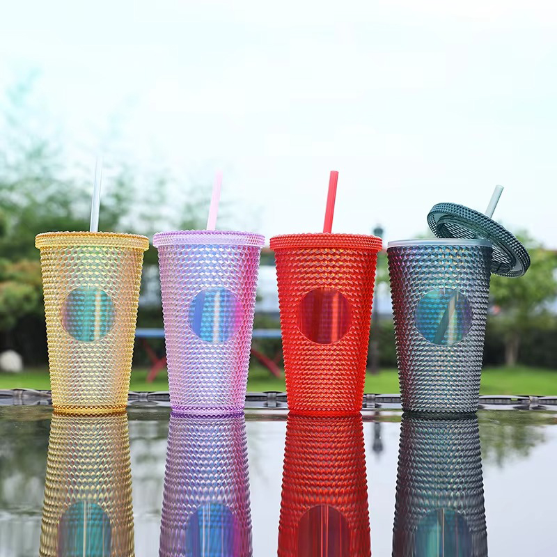 Bright colorful straws plastic tumbler