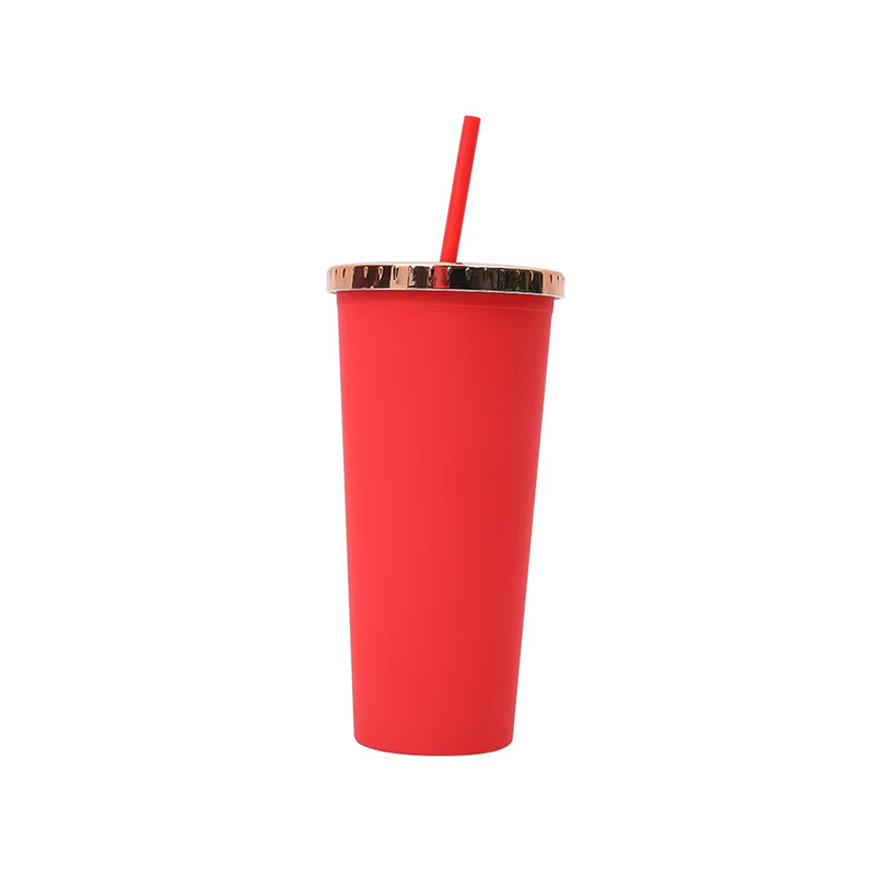 24oz snowflake insulated plastic tumbler