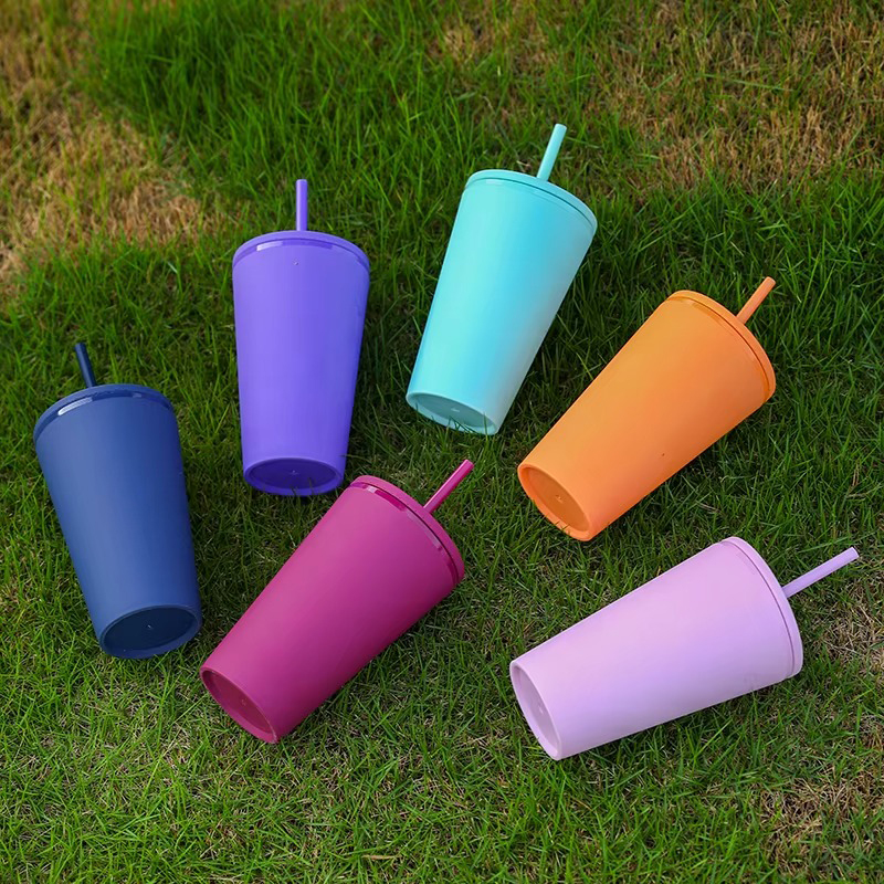 Travel color matte plastic tumbler