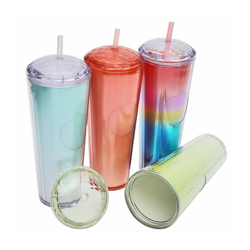 Insulated drinking plastic tumbler  water lid with straw