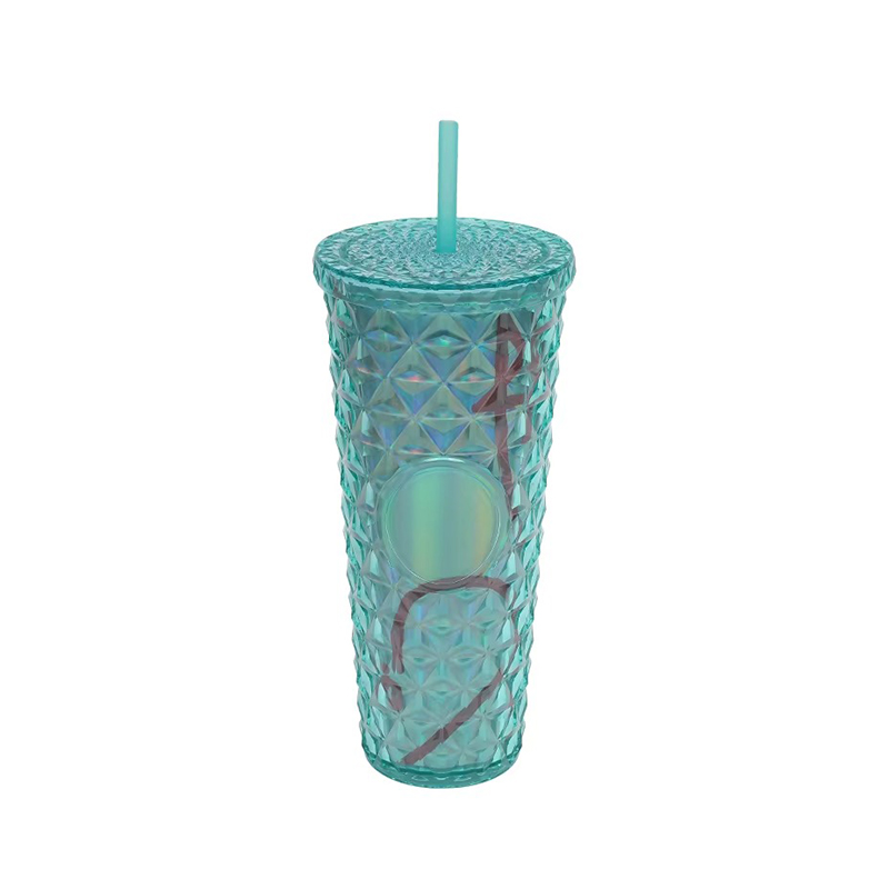 Bright diamond pattern plastic tumbler