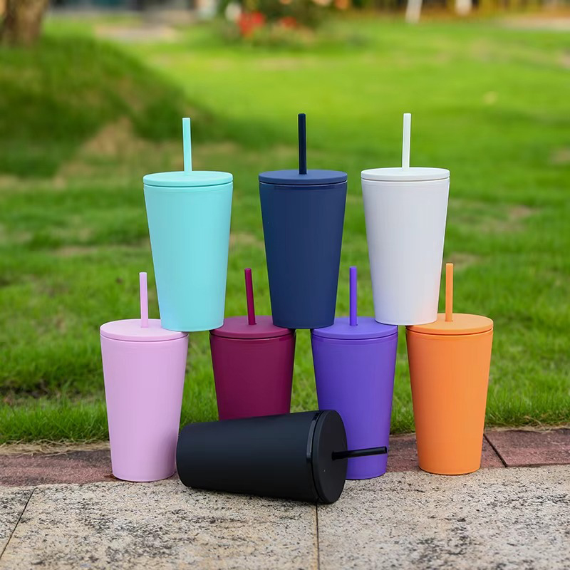 Travel color matte plastic tumbler