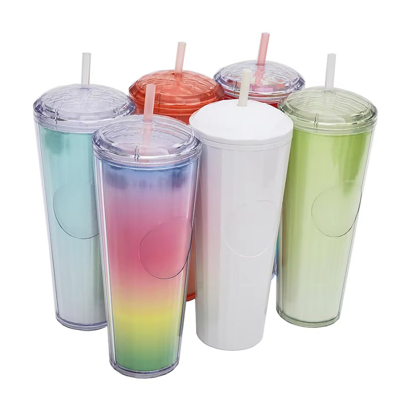 Insulated drinking plastic tumbler  water lid with straw