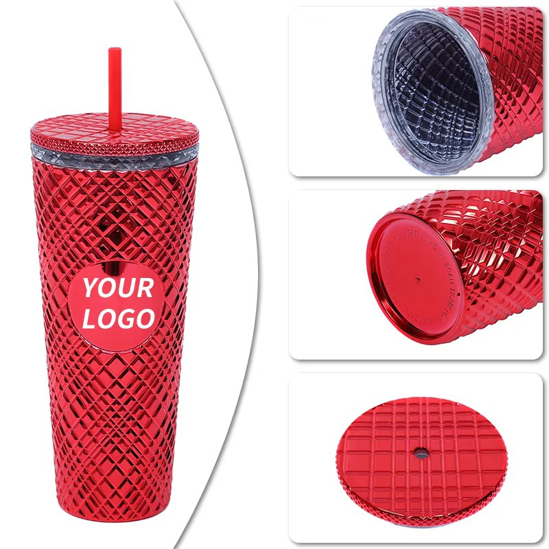 Reflective gradient multiple colors plastic tumbler