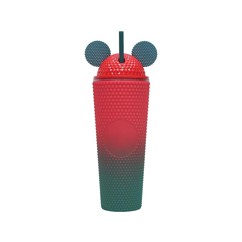 Large double layer reusable plastic tumbler