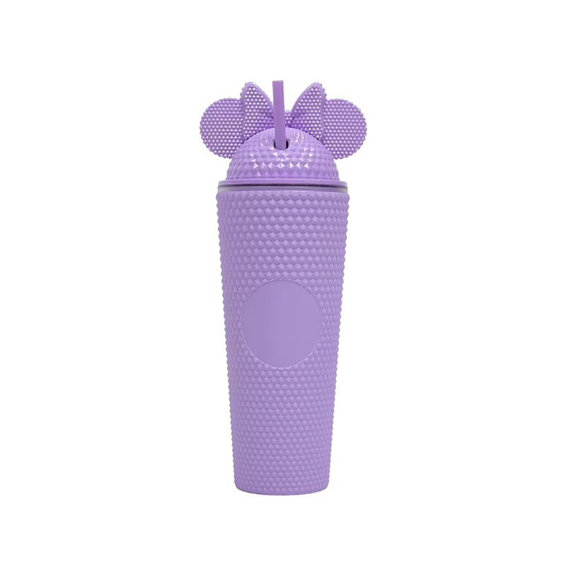 Various colors rivets plastic tumbler with straws