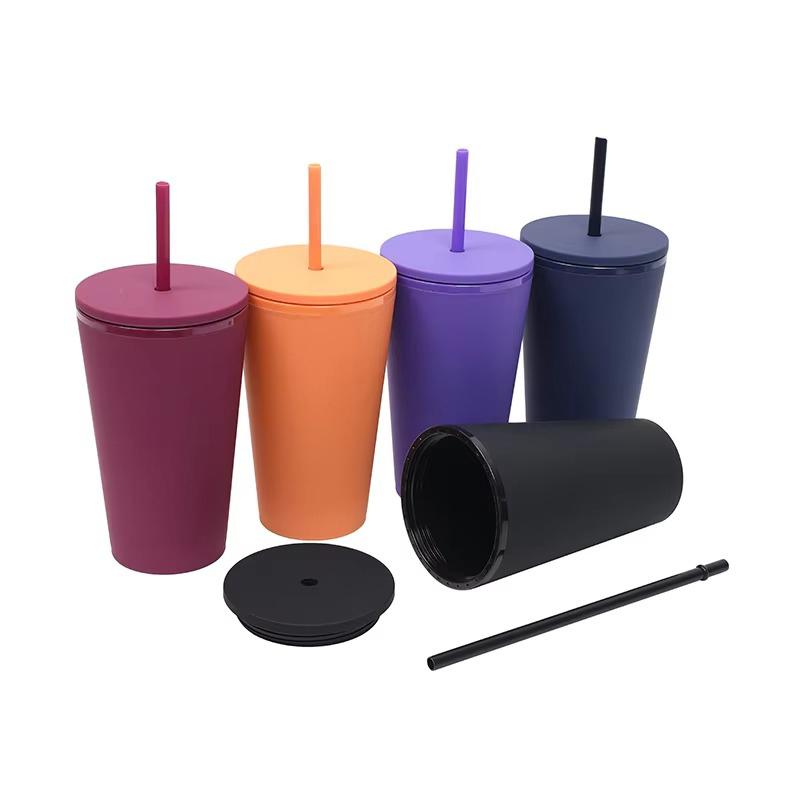 Travel color matte plastic tumbler