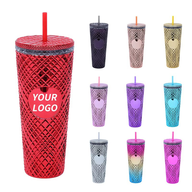 Reflective gradient multiple colors plastic tumbler