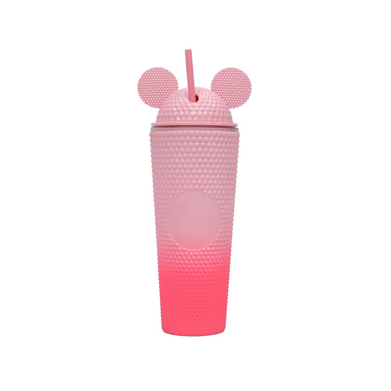 Large double layer reusable plastic tumbler