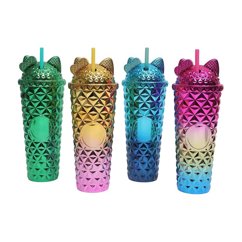 Bright colors raised cute plastic tumbler