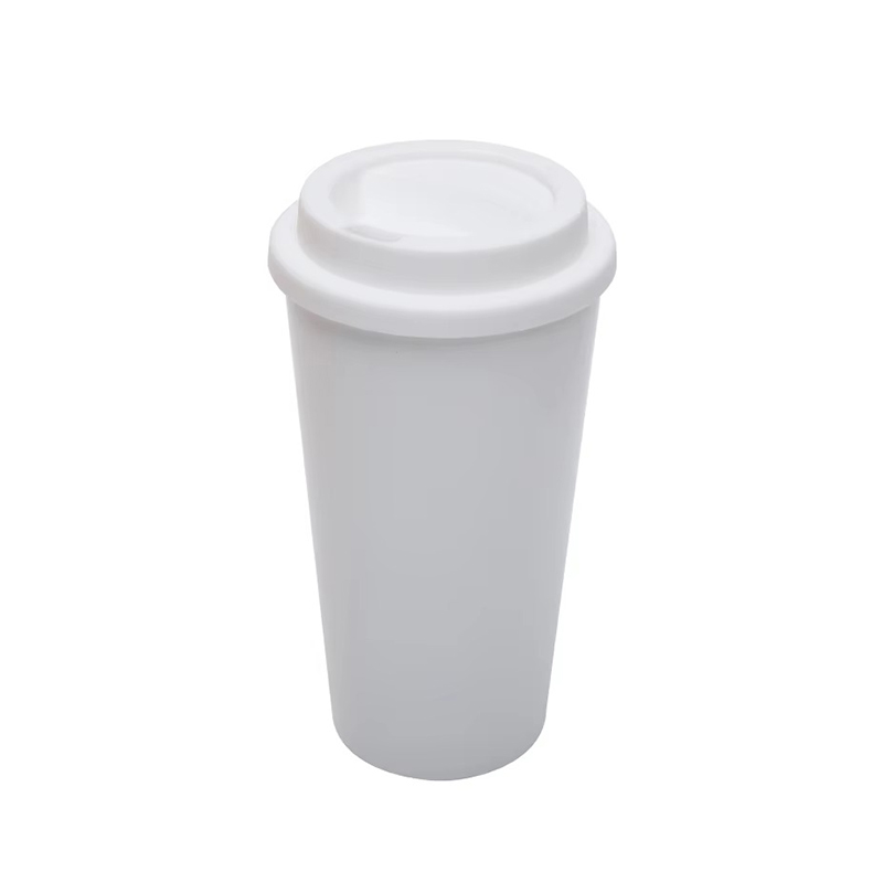 Solid color coffee plastic tumbler with lid