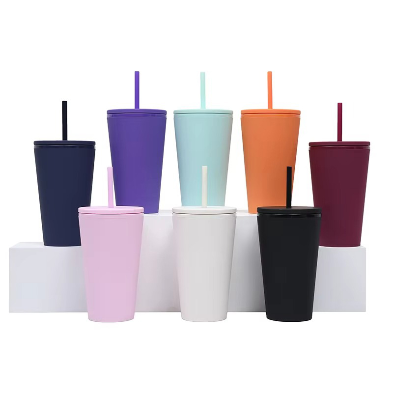 Travel color matte plastic tumbler