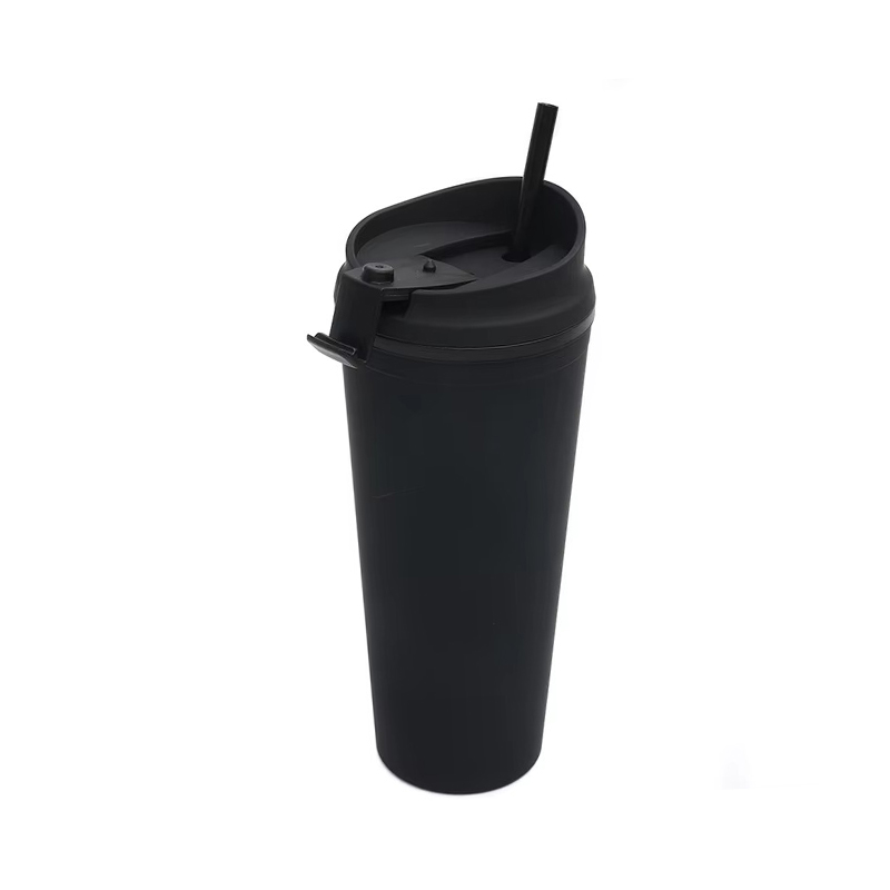 Outdoor double layer reusable plastic tumbler