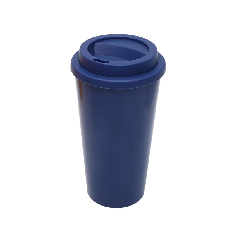 Solid color coffee plastic tumbler with lid