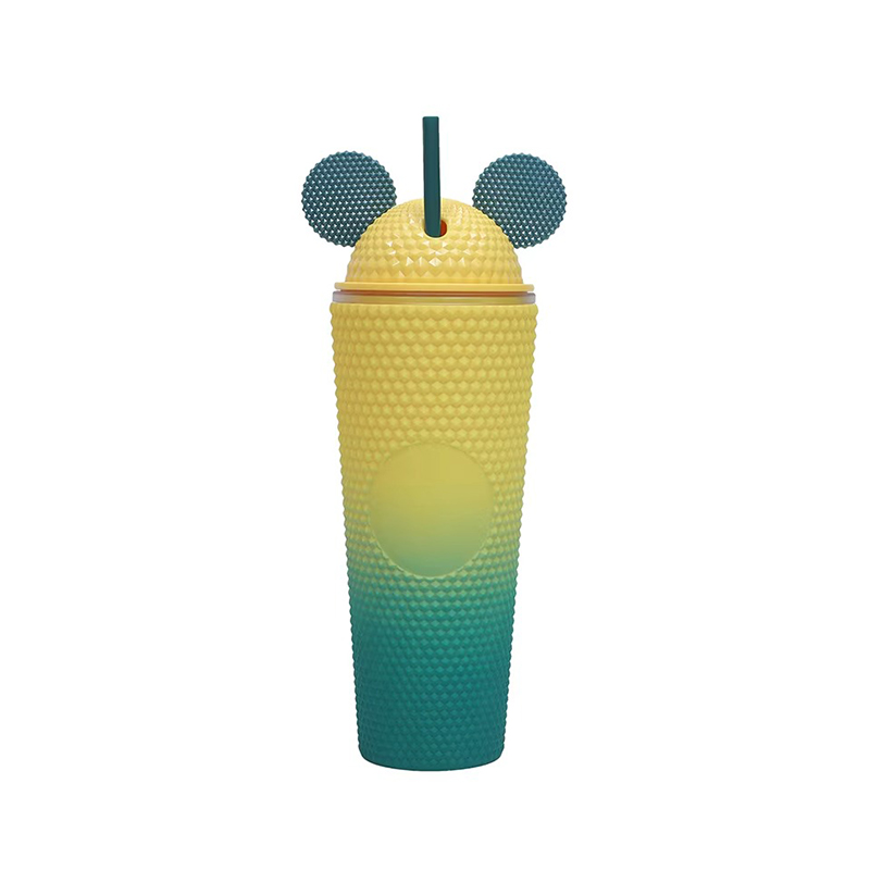 Large double layer reusable plastic tumbler