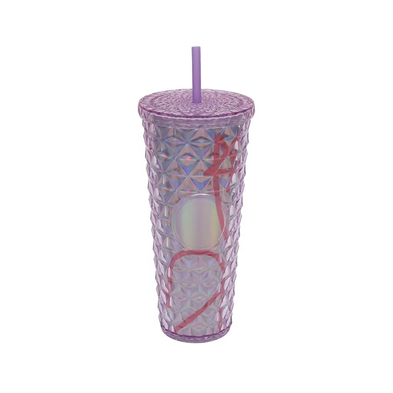 Bright diamond pattern plastic tumbler