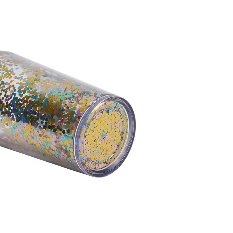 Acrylic double layer glitter plastic tumbler