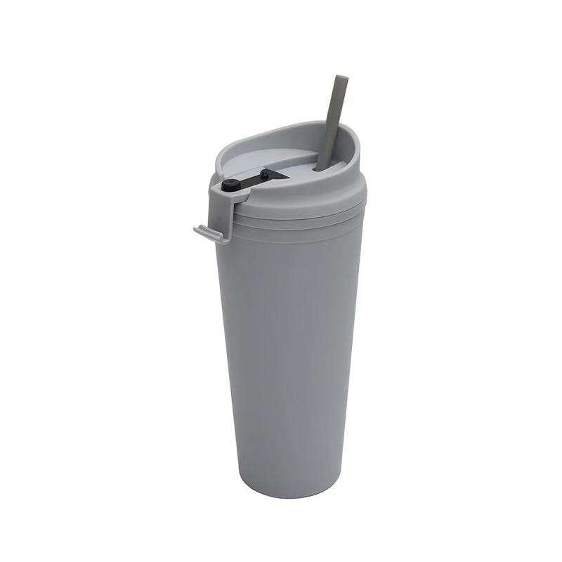 Outdoor double layer reusable plastic tumbler