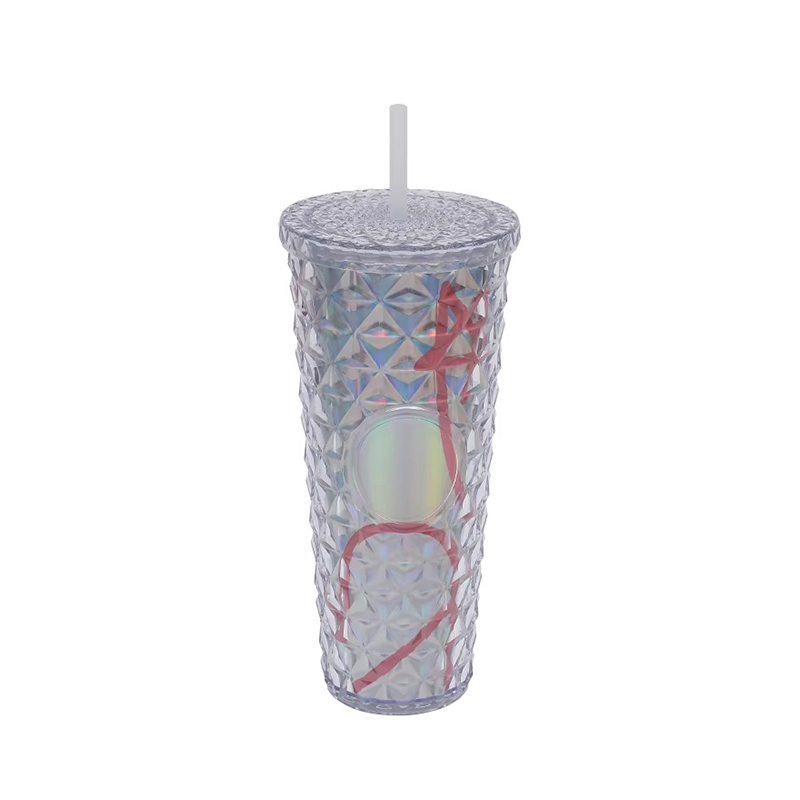 Bright diamond pattern plastic tumbler