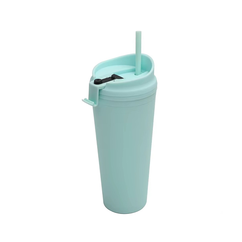 Outdoor double layer reusable plastic tumbler