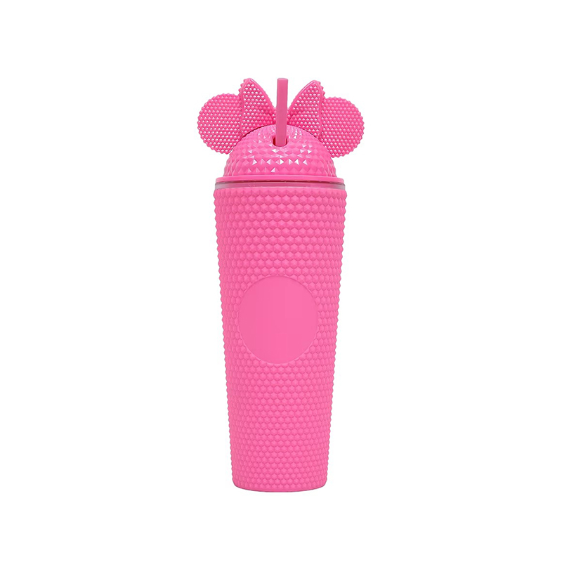 Various colors rivets plastic tumbler with straws