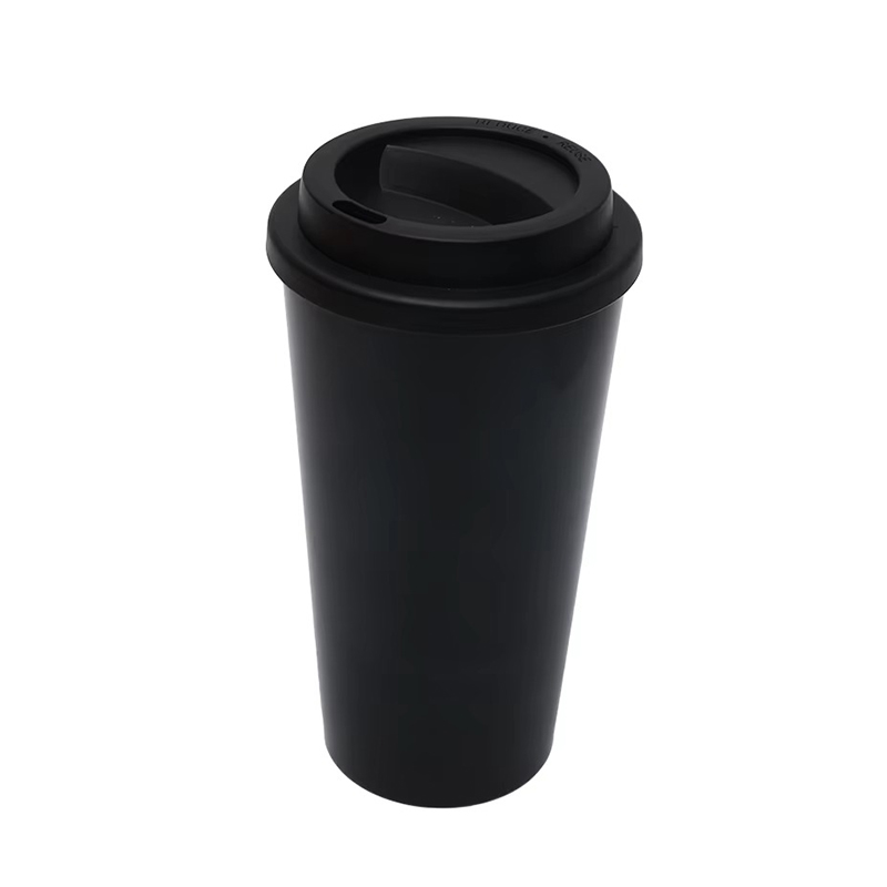 Solid color coffee plastic tumbler with lid