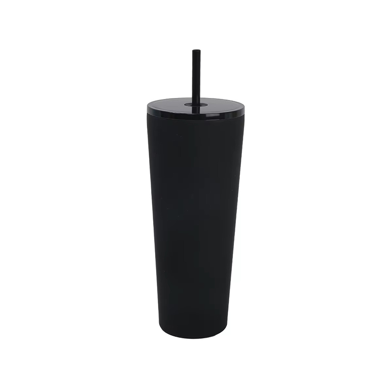 Double layer stainless steel tumbler with straw and lid