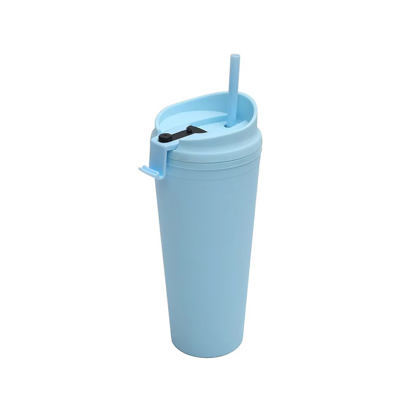 Outdoor double layer reusable plastic tumbler