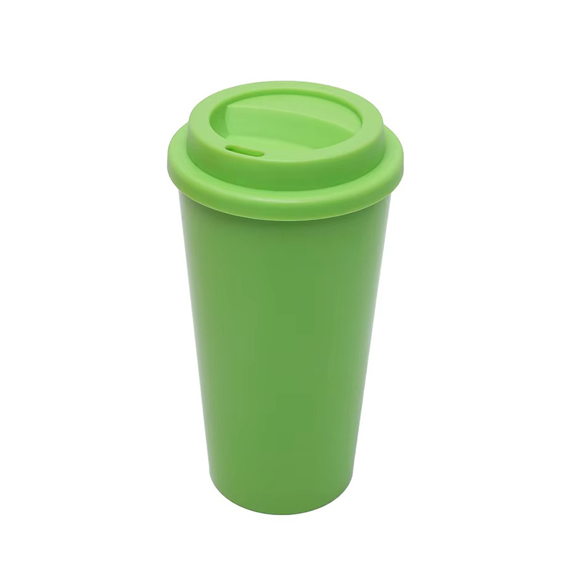 Solid color coffee plastic tumbler with lid